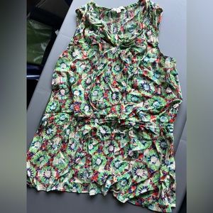 Cabi cinched print sleeveless top, size large